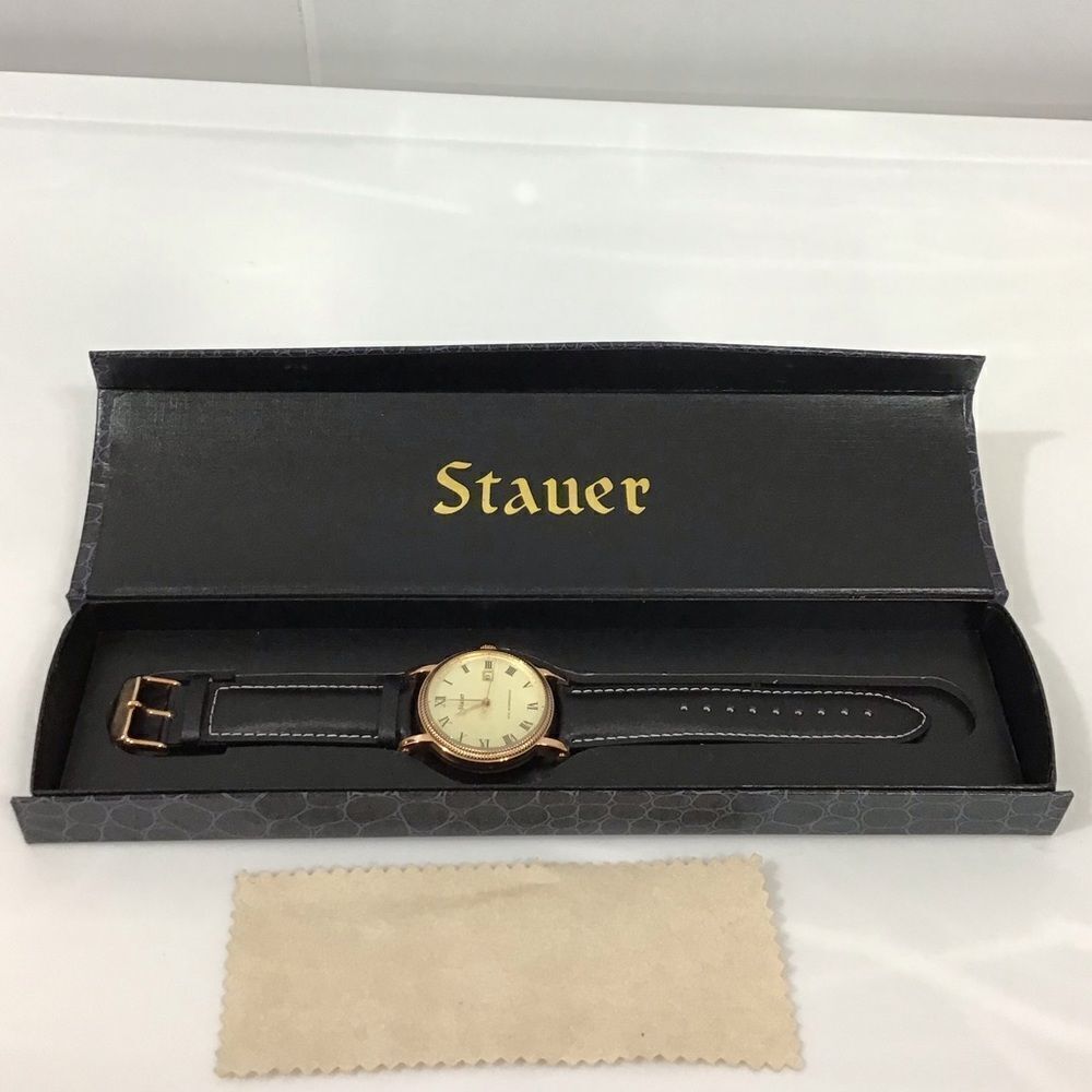 Stauer 22671 3ATM Stainless Steel Water Resistant Rose Gold Black Band Watch - Picture 10 of 10
